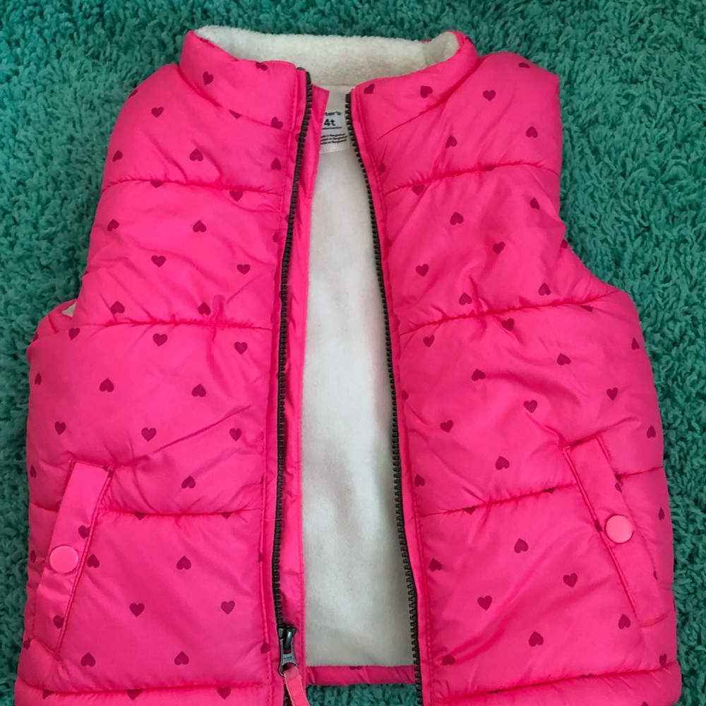 Hot pink puffy heart design vest for a cool day!